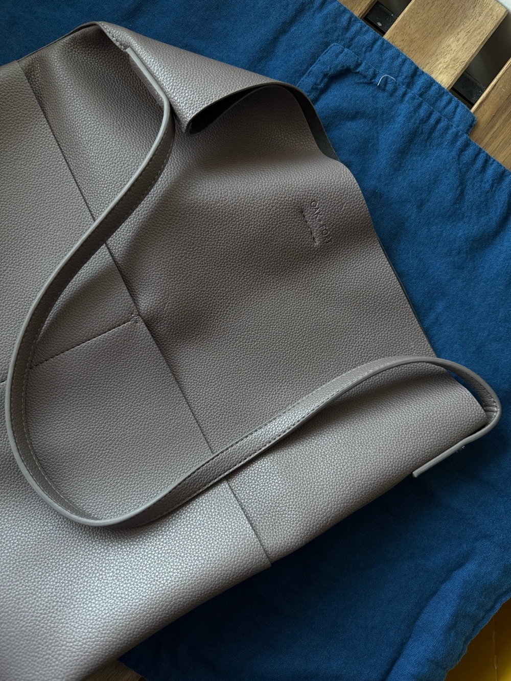 OAK + FORT Taupe Brown Leather Tote